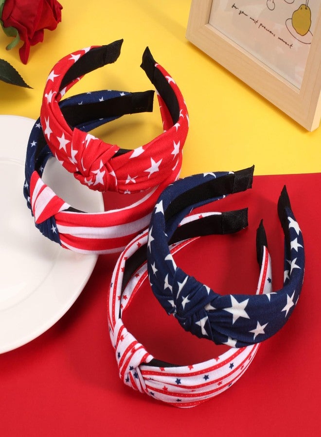 Lonext 4pcs Independence Day Knotted Headband for Women 4th of July Hairbands Twist Turban Headband Elastic Hair Hoop (American Flag Colors) - Image 4